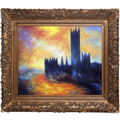 House Of Parliament Sun By Claude Monet Framed Painting Tori Home