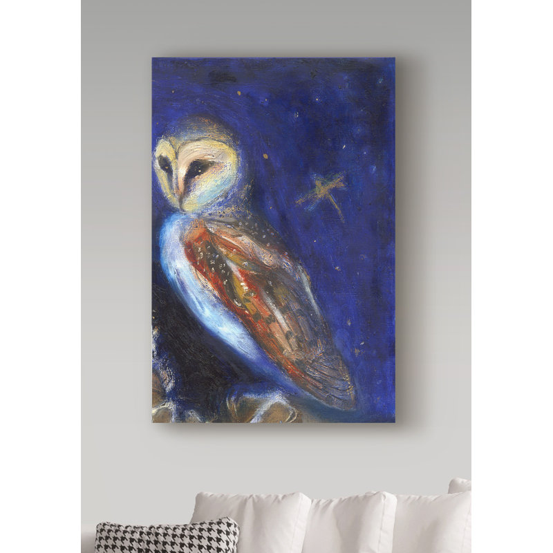 August Grove The Owl And The Gold Leaf Dragonfly Oil Painting