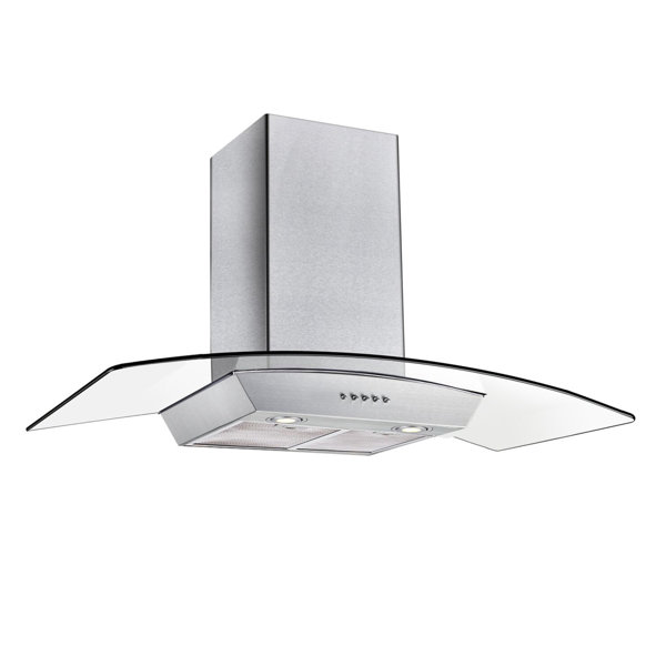 36 400 CFM Convertible Island Mount Range Hood with Stainless Steel Baffle Filters and 4 Ultra bright Soft White LED Lights