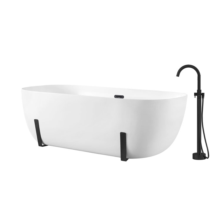 Ove Decors Sayuri Freestanding 63 In. Bathtub Kit With Athena Black