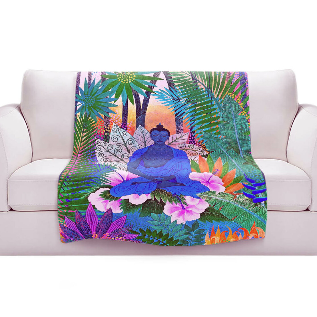 East Urban Home Buddha In The Jungle Ii Soft Sherpa Blanket Wayfair