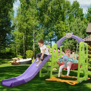 Details about   3-In-1 In/Outdoor Recreation Swing Set Kids Slide Playground Backyard Baskets