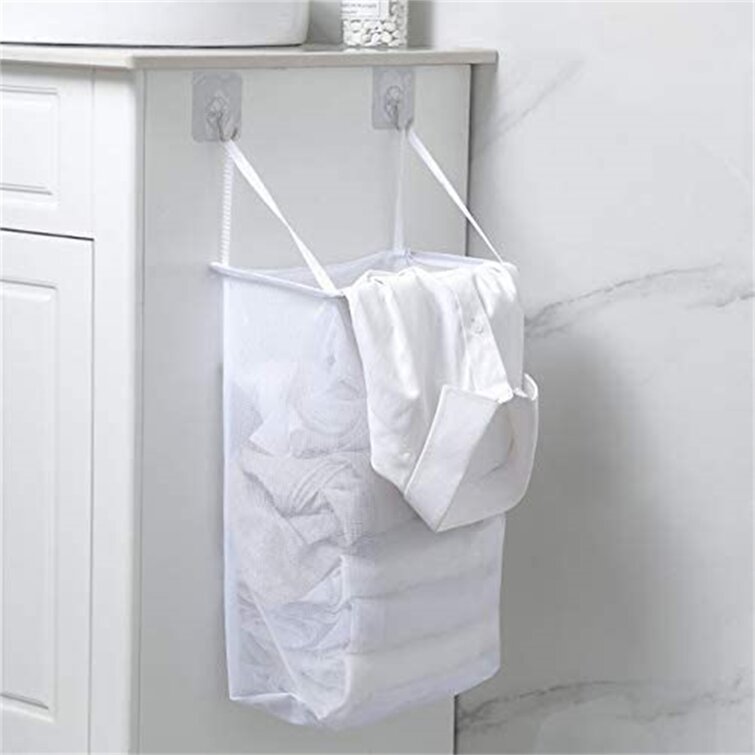 Laundry Clothes Sorter Basket Hanging Hamper Bag Space Saving Wall With Stainles 