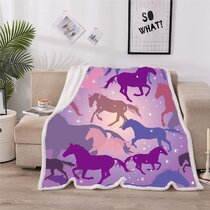 Customized Blanket Horse Camo Blk Fleece Quilts Blanket Size Best Decorative for Bedroom Living Room Home Decor Bed Couch 