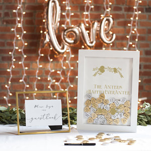 Personalized Gold Heart Drop Guestbook
