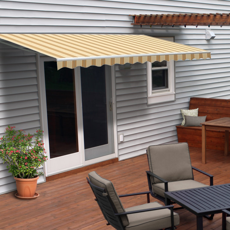 Aleko Fabric Retractable Standard Patio Awning Reviews Wayfair
