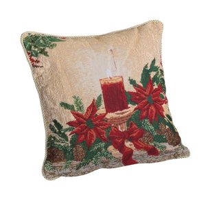 Decorative Christmas Poinsettias Candles Design Tapestry Throw Cover