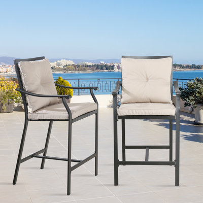 Airic 27" Patio Bar Stool with Cushion