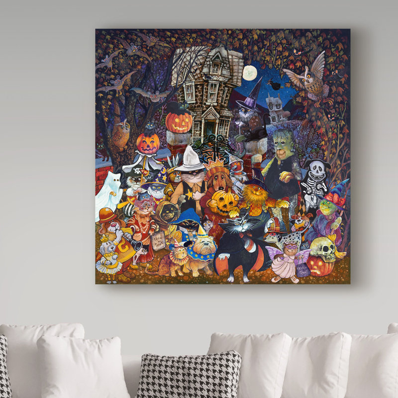 Trademark Art Cats And Dogs Halloween Acrylic Painting Print On
