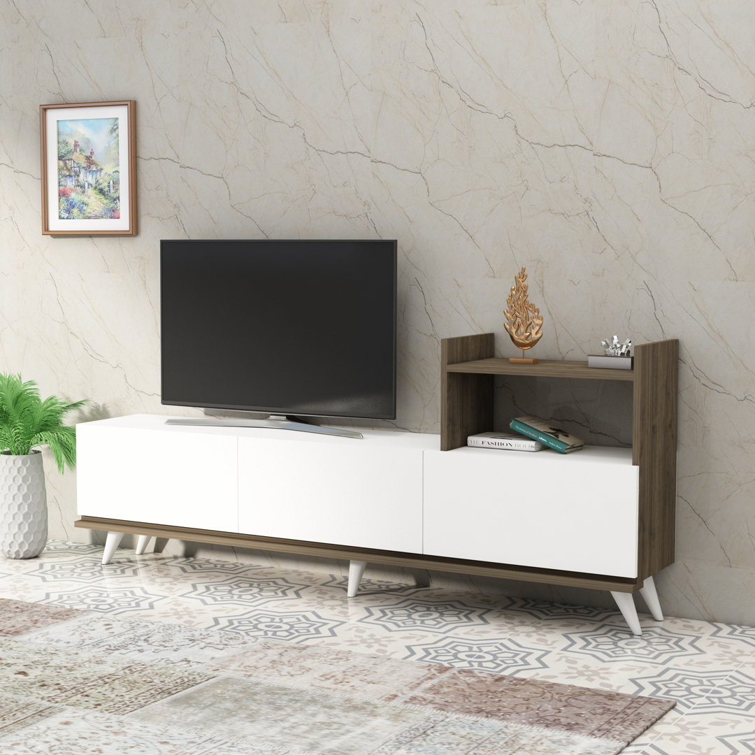 TV Stand and Entertainment Center Ezel - White - Walnut