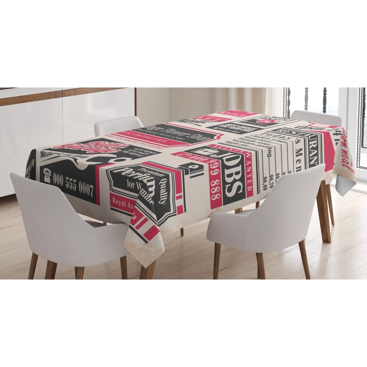 Ambesonne Retro Layout Tablecloth Table Cover for Dining Room Kitchen 