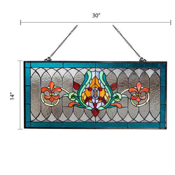 Canora Grey Fleur De Lis Pub Stained Glass Window Panel & Reviews | Wayfair