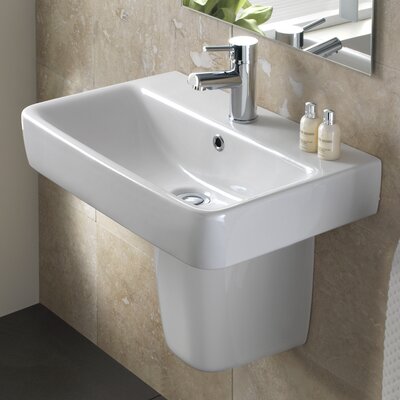 Comprimo Vitreous China 22 Semi Pedestal Bathroom Sink With