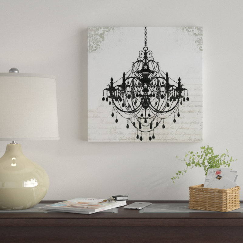 East Urban Home Black Chandelier Ii Graphic Art Print On Canvas