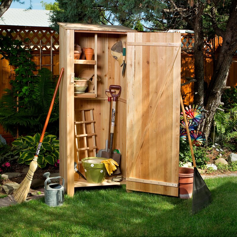 Western Red Cedar 2 ft. W x 1.5 ft. D Wooden Vertical Tool Shed