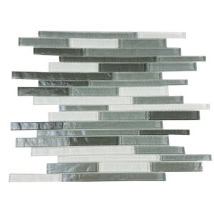 Geo Random Sized Glass Mosaic Tile in Gray
