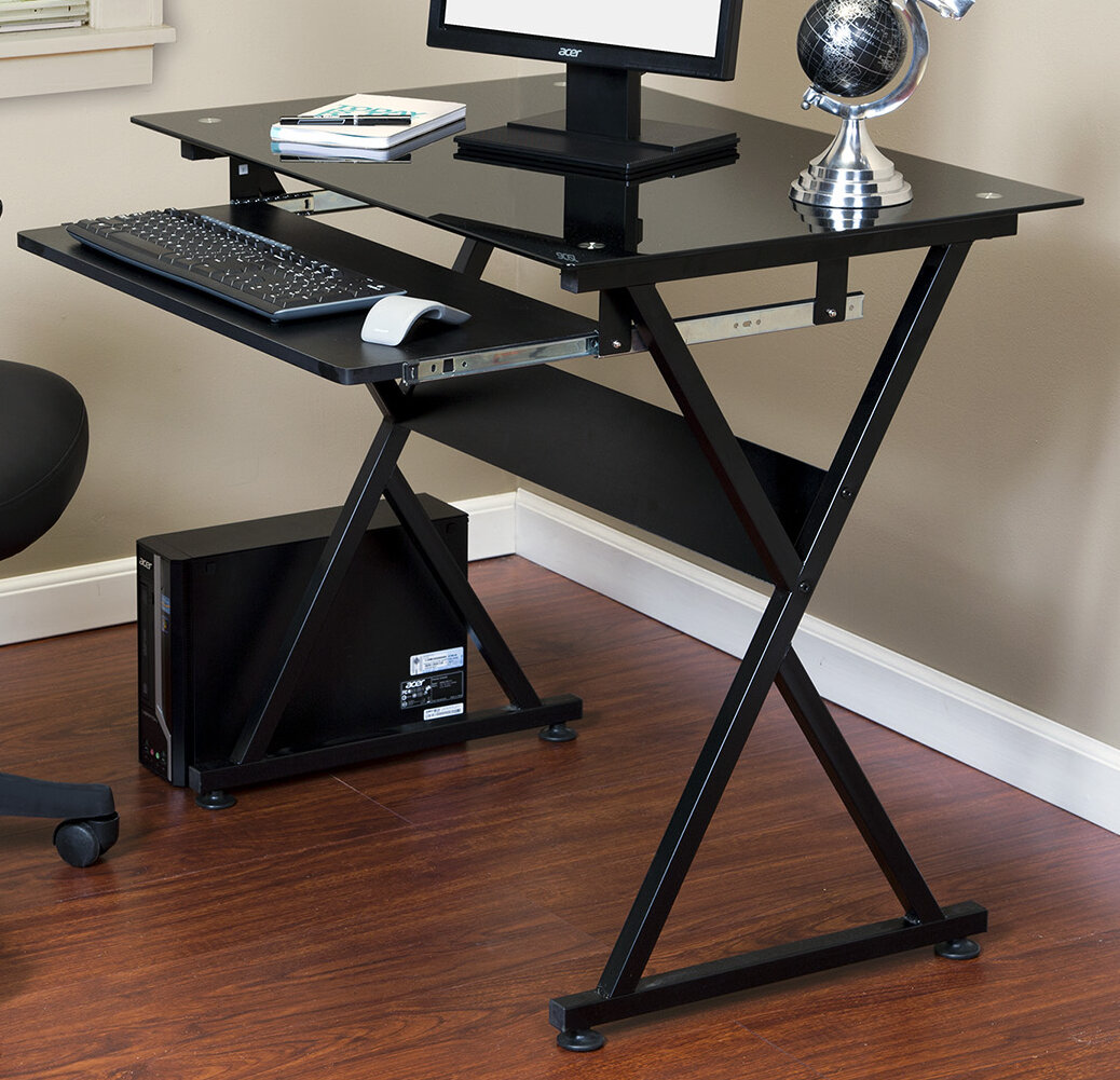 Symple Stuff Suydam Glass Computer Desk Reviews Wayfair