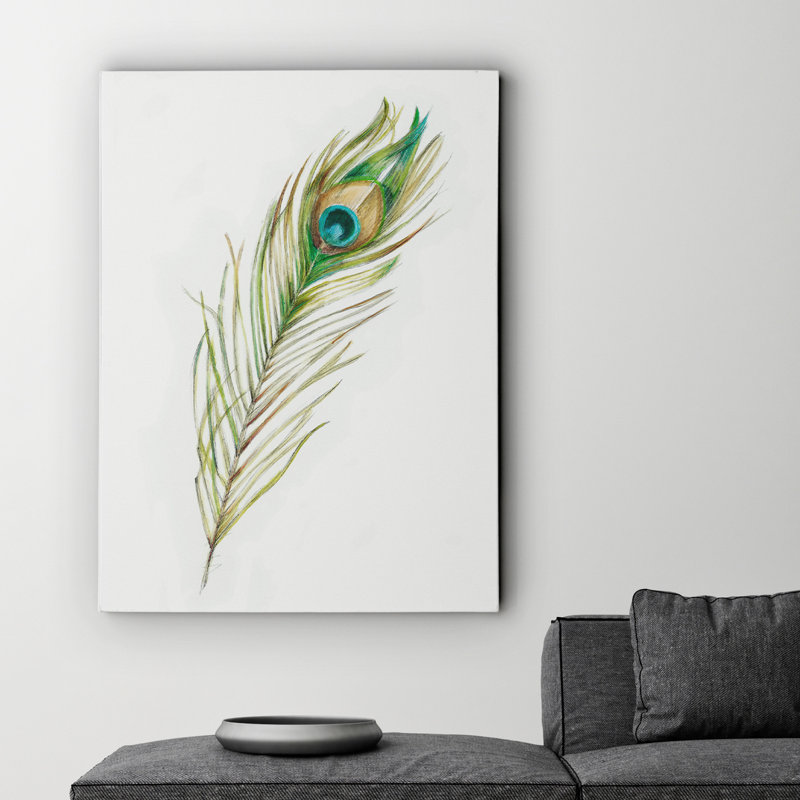 World Menagerie Peacock Feather Ii Watercolor Painting Print On