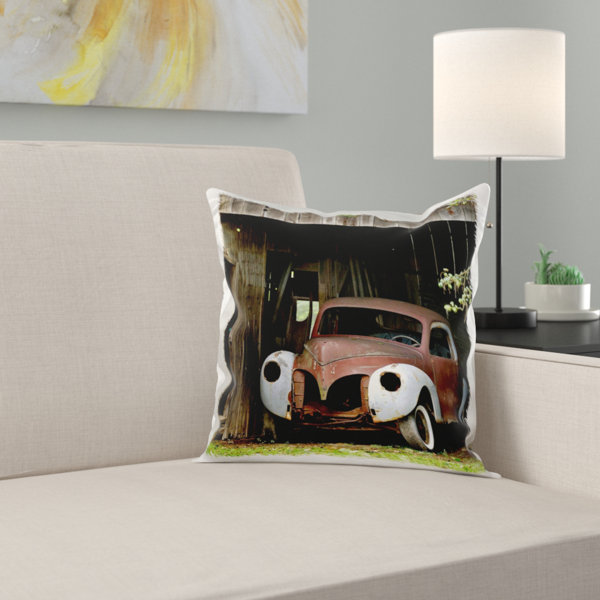 East Urban Home Old Car In Barn Rockport Massachusetts Pillow