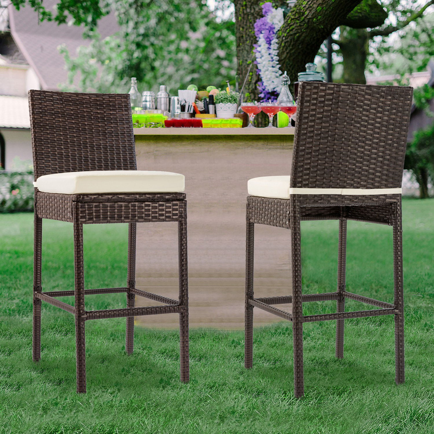 Latitude Run® Dannilyn 30" Patio Bar Stool with Cushion Wayfair