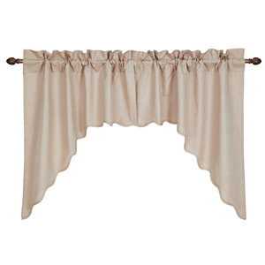 Boucher Solid Natural Scalloped Swag Curtain Valance (Set of 2)