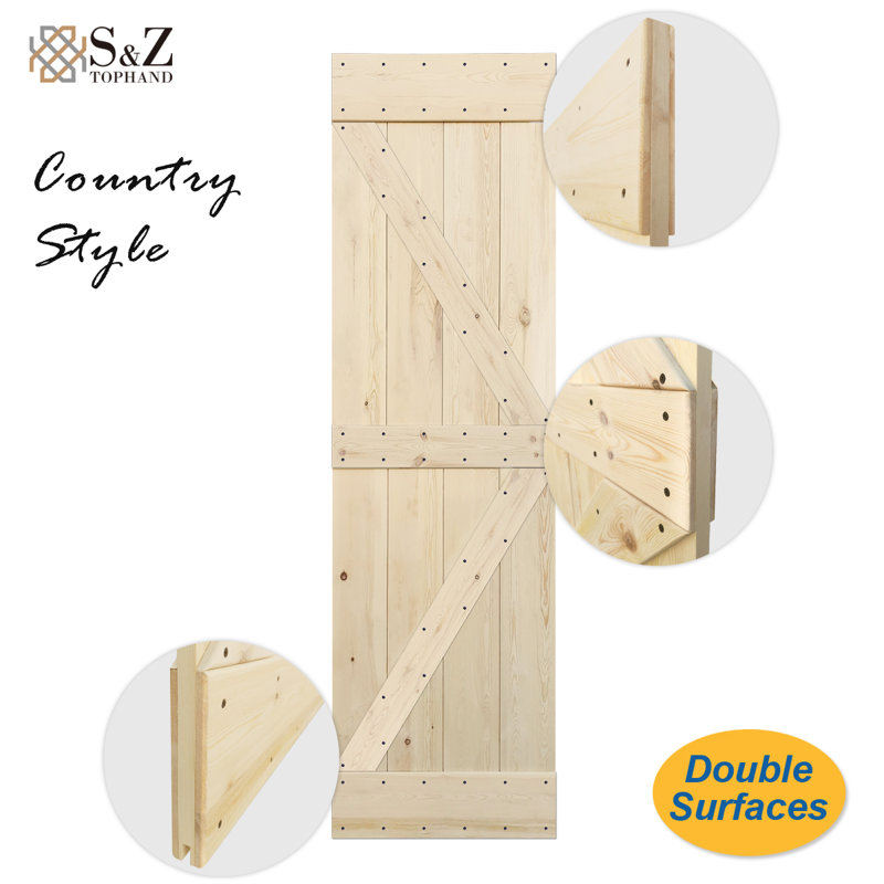 S Z Tophand Paneled Wood Unfinished Barn Door Without Installation Hardware Kit Reviews Wayfair
