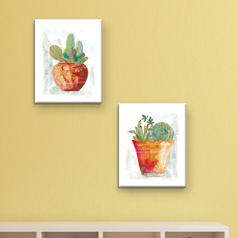Bungalow Rose Terracotta Cactus And Succulent 2 Piece Acrylic
