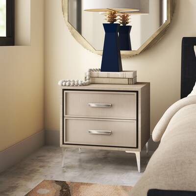 Interlude Morand 2 Drawer Metal Nightstand In Gray Gold Perigold