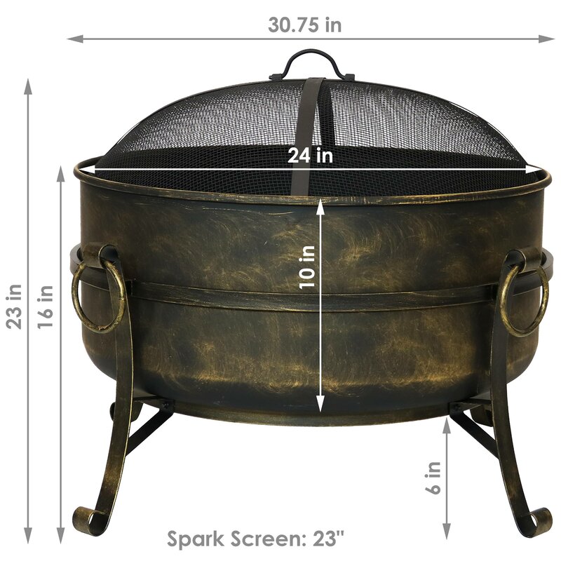 Charlton Home Flanigan Cauldron Steel Wood Burning Fire Pit