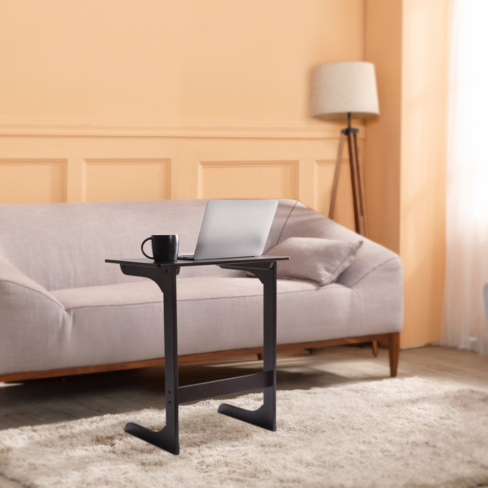 Ebern Designs Bamboo Wood Side Table C Shaped For Snacks Laptop Coffee Tv Tray Under Couch Sofa Bed End Console Eating Writing Reading Living