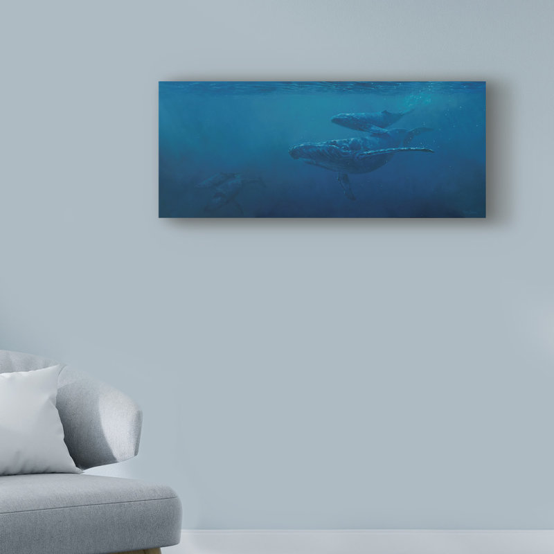 World Menagerie Whales Under Water Acrylic Painting Print On