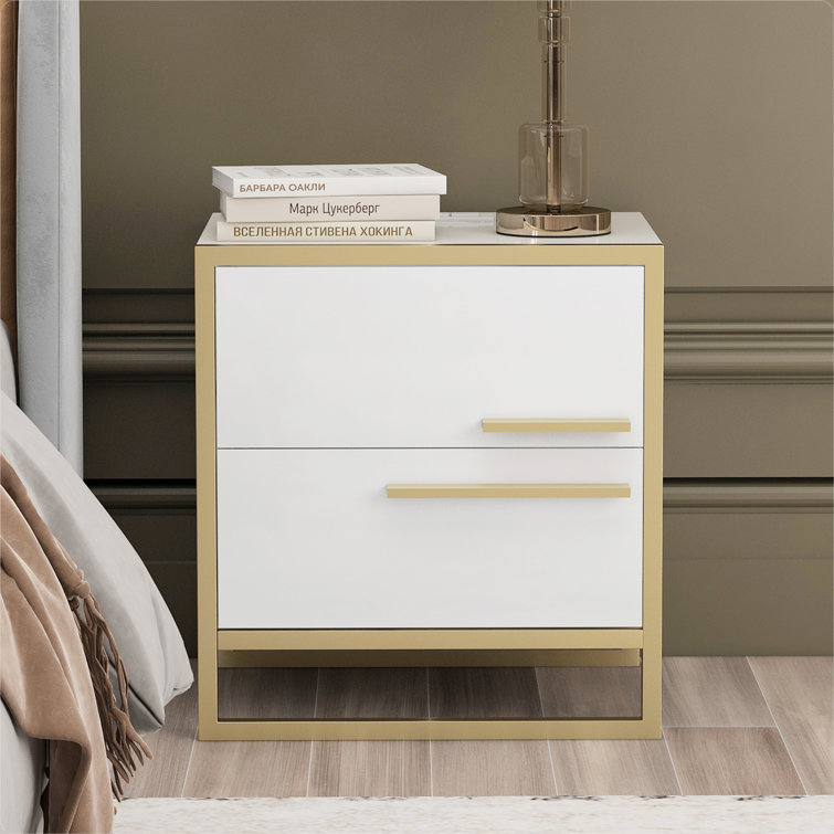 wayfair white and gold nightstand