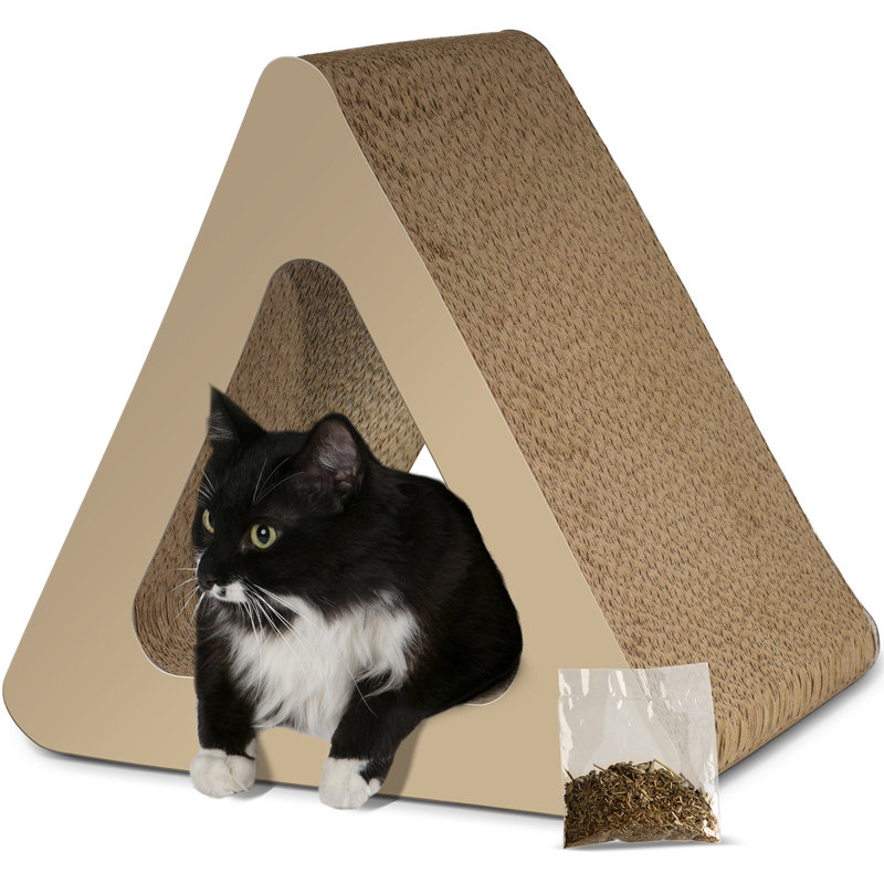 Tucker Murphy Pet Janke 3 Sided Vertical Cat Different Cardboard Scratching Triangle Angles With Catnip Scratching Post Reviews Wayfair