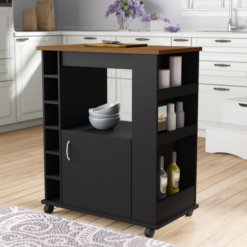 Charlton Home Worcester Kitchen Cart With Wood Top Reviews Wayfair Charlton Home Worcester Kitchen Cart