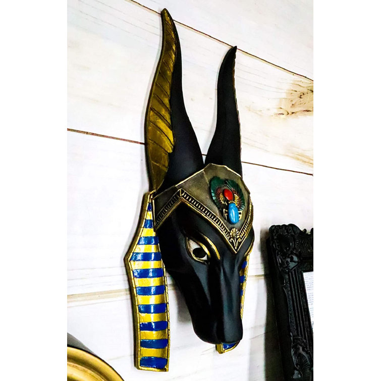 Ebros Colorful Egyptian Classical Deity Jackal Headed Anubis God Of  Afterlife And Mummification Head Bust With Winged Scarab Crown Wall Decor  Plaque 