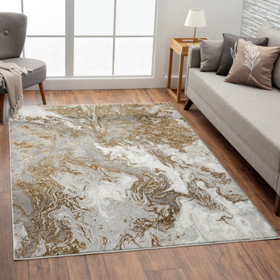 Trisco Abstract Area Rug in Gray