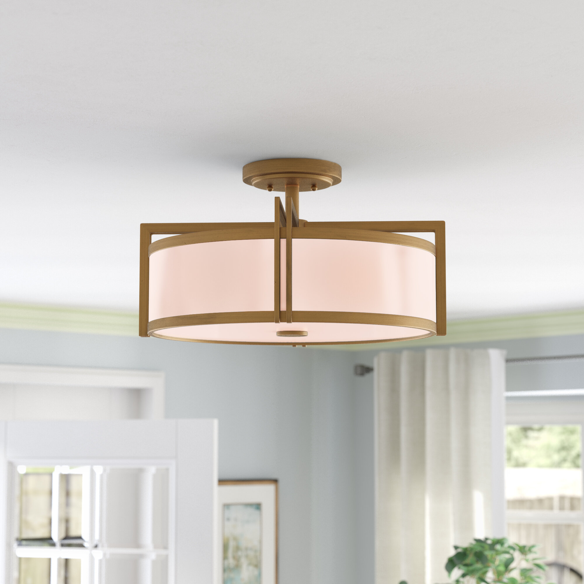 semi flush mount drum light fixture