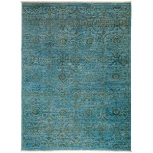 One-of-a-Kind Vibrance Hand-Knotted Blue / Green Area Rug