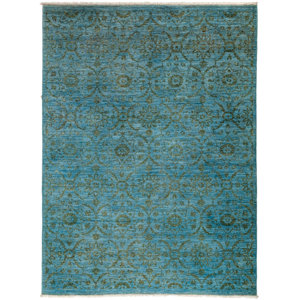 One-of-a-Kind Vibrance Hand-Knotted Blue / Green Area Rug