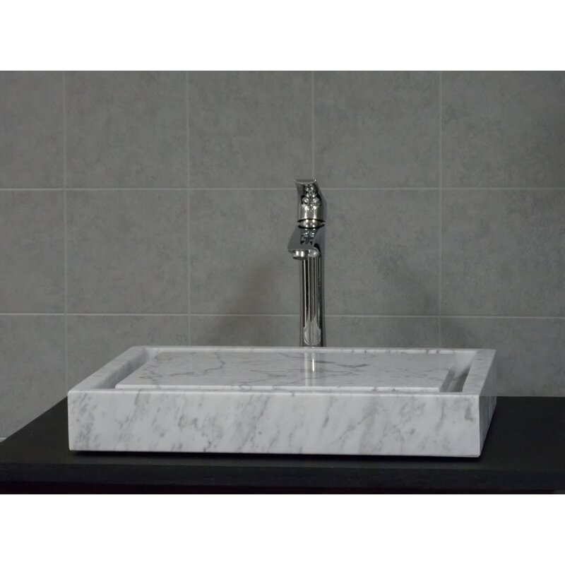 Infinity Pool Carrara Marble Rectangular Vessel Bathroom Sink