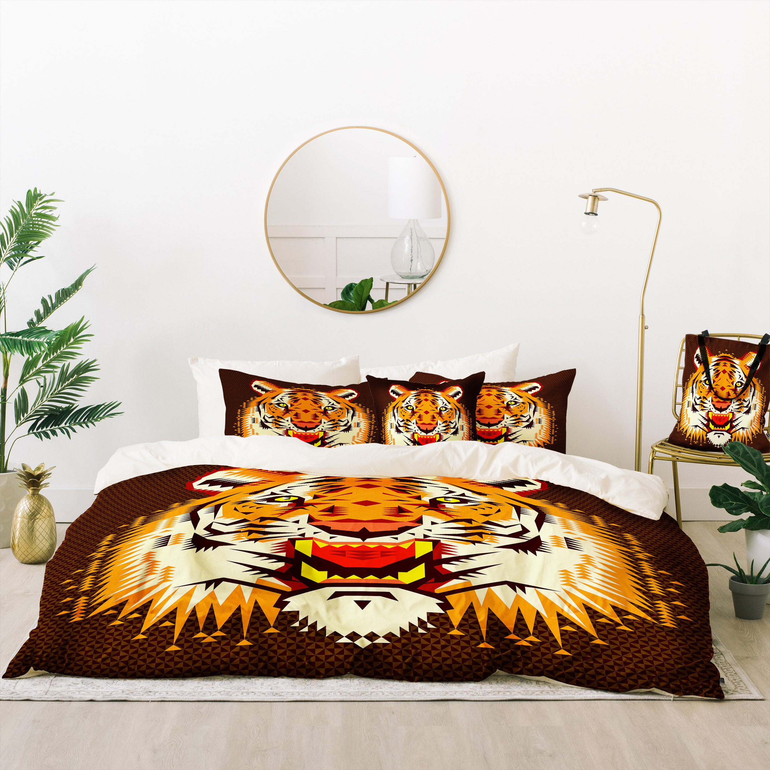 East Urban Home Chobopop Geometric Tiger Duvet Cover Set