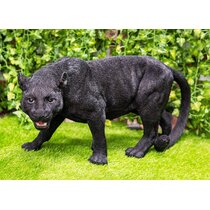 African Black Panther Statue Wildlife Ebony Finish Cat Feline Sculpture NEW 