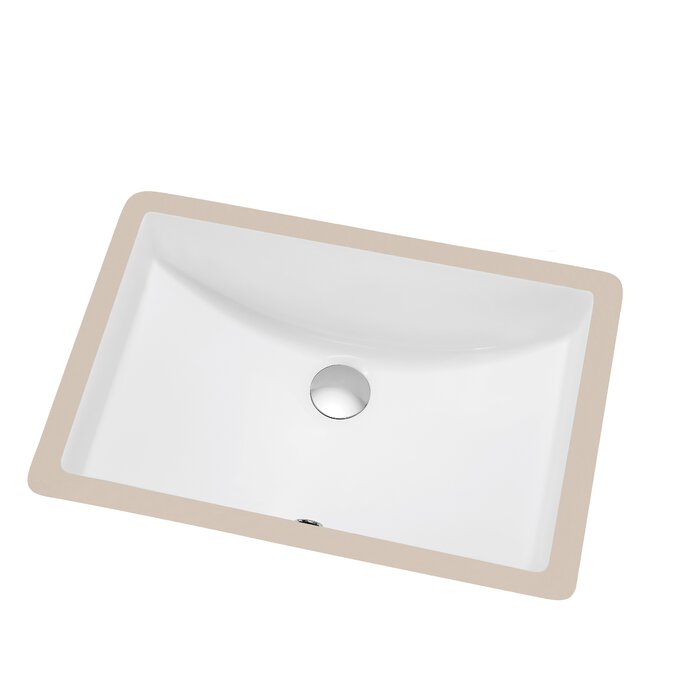 Ceramic Rectangular Undermount Bathroom Sink With Overflow