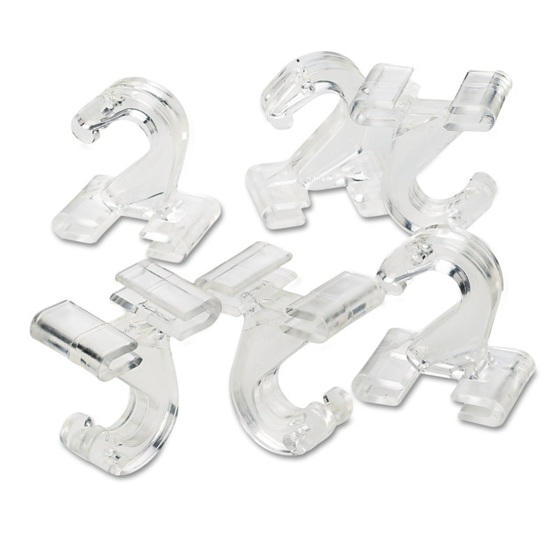 Clear Plastic Ceiling Hooks, 5/16 X 3/4 X 1-3/8, 6 Hooks/Pack