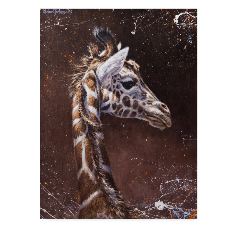 World Menagerie Giraffe Portrait Centered Acrylic Painting Print