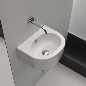 Flo Ceramic U-Shaped Vessel Bathroom Sink with Overflow
