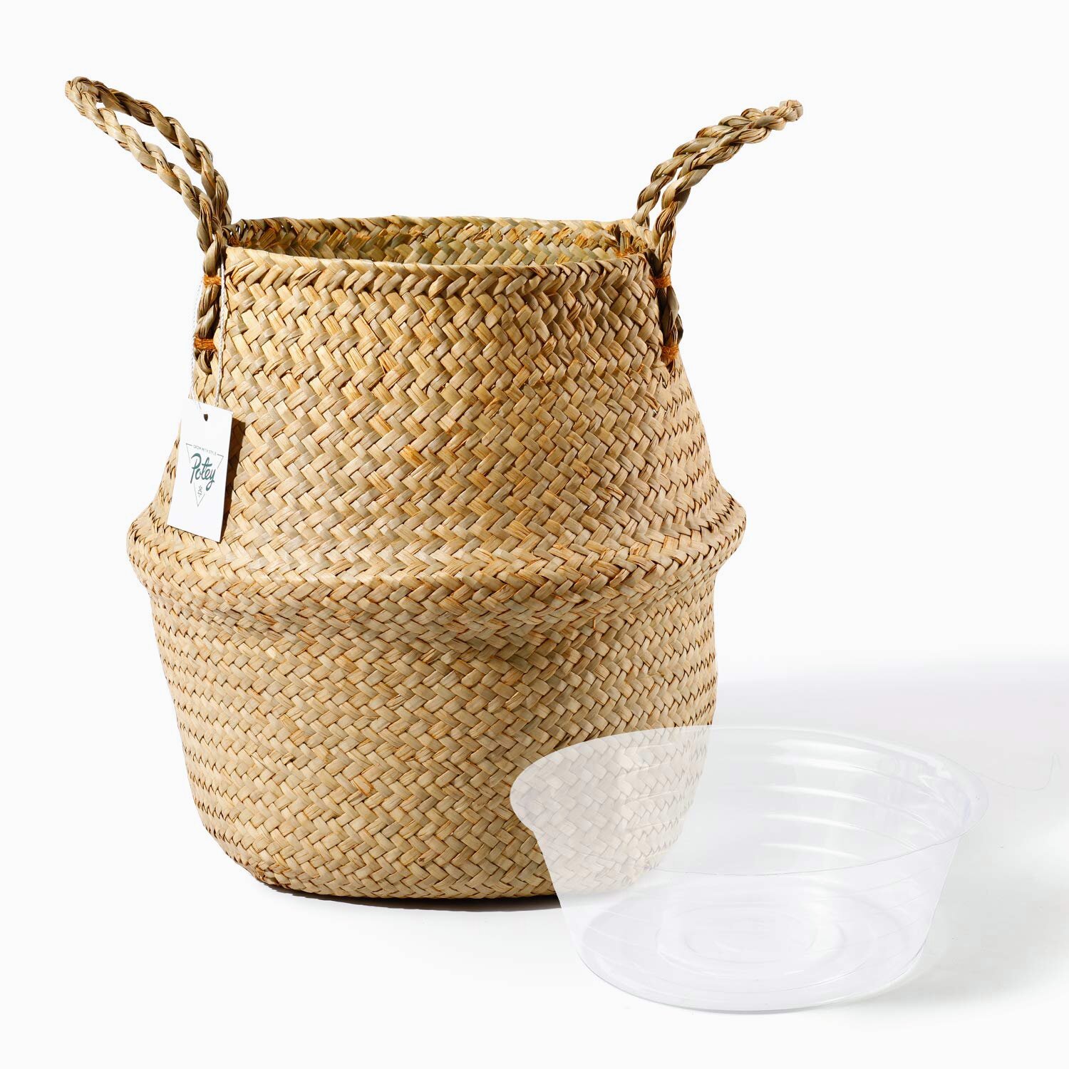 New Foldable Seagrass Belly Basket Plant Pot Laundry Basket Home Decoration 