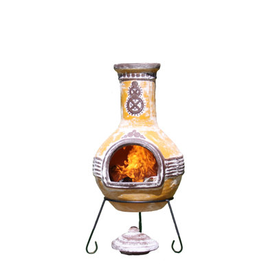 Azteca Clay Wood Burning Chiminea Gardeco Size 4921 H X 1772 W X