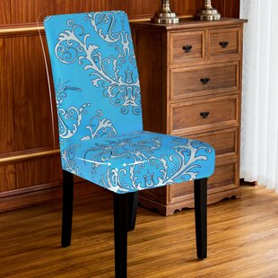 Flower Print Stretch Box Cushion Dining Chair Slipcover (Set Of 4) By Fleur De Lis Living