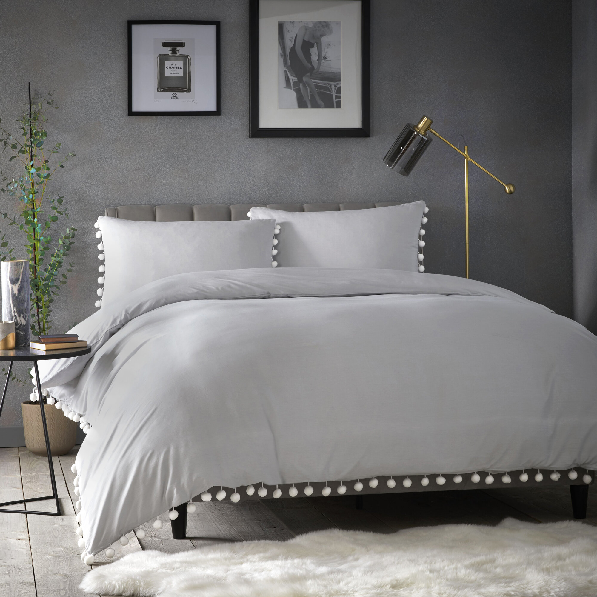 Bed Linens Sets M S Light Grey Textured Yarn Dye Striped Bedding